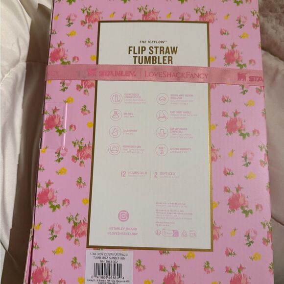 Stanley LoveShackFancy Pink Floral Iceflow Tumbler with Satin Bag - Picture 8 of 8
